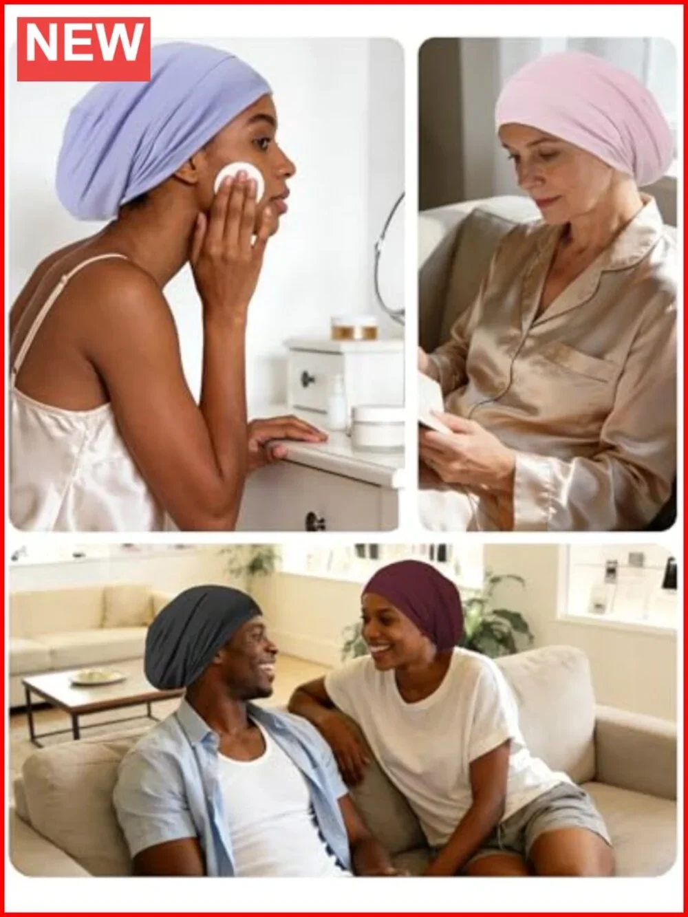 Mulberry Silk Bonnet for Sleeping Women Men with Adjustable Strap